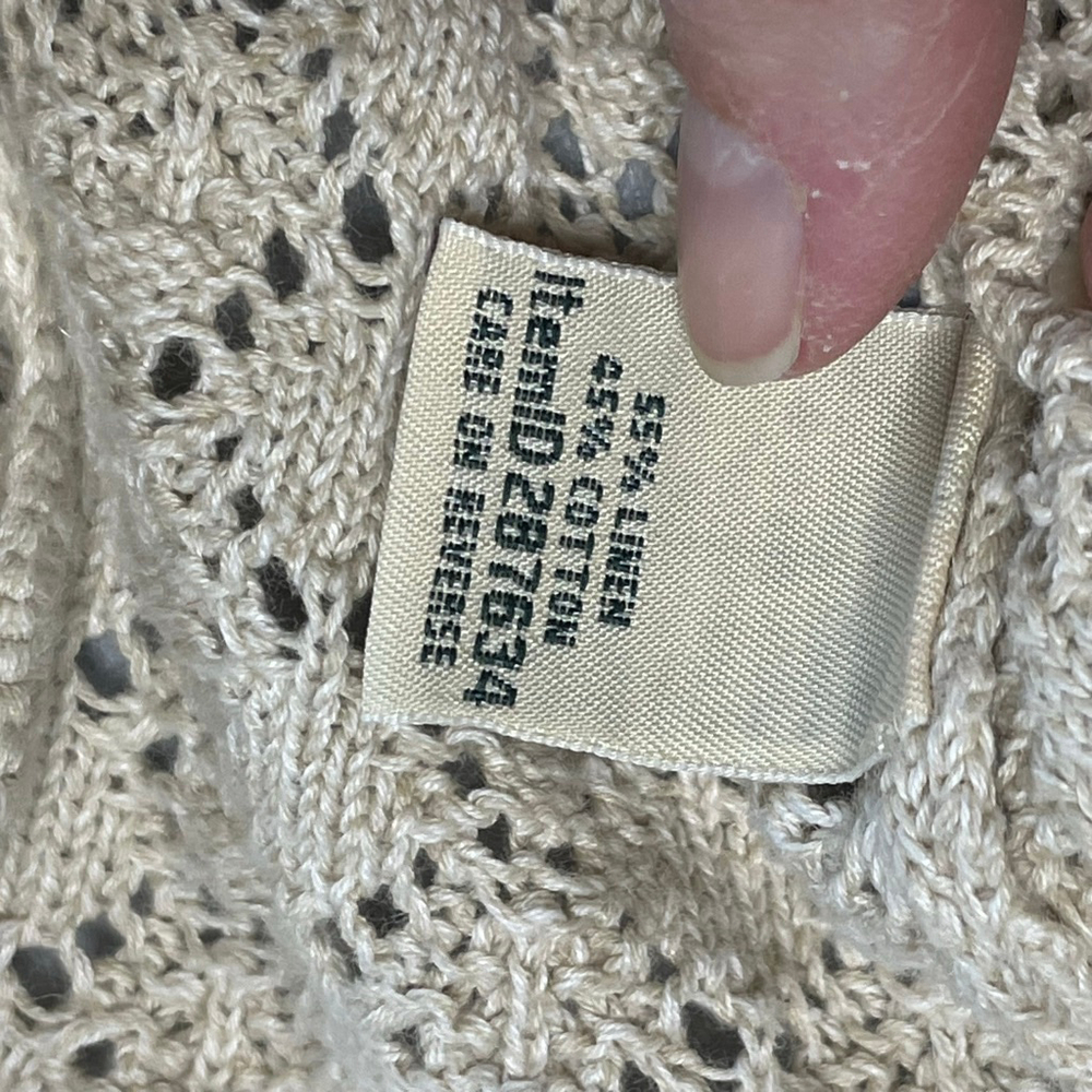 LL Bean Linen Cotton Open Knit Cardigan Beige Women Medium - Picture 6 of 10